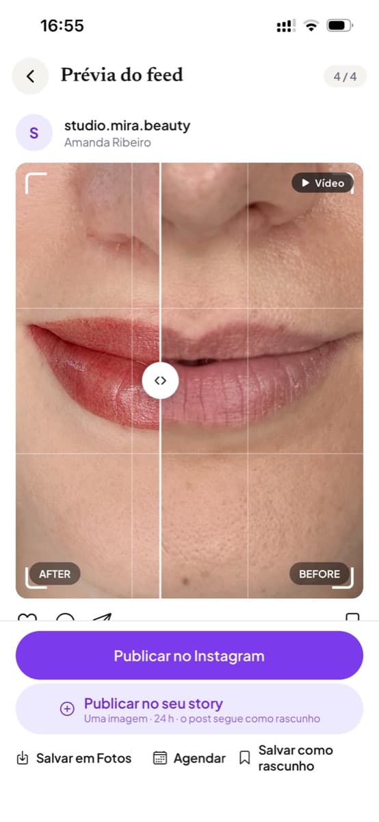 A prévia do feed, pronta para postar no Instagram